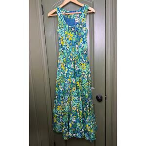 NWT Ro's Garden Cairo Maxi Resort Floral Beach Dress Green Palermo Yellow XS